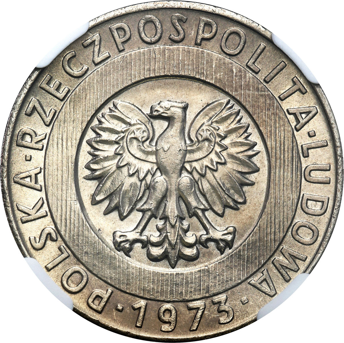 PRL. 20 złotych 1973 wieżowiec i kłosy NGC MS66